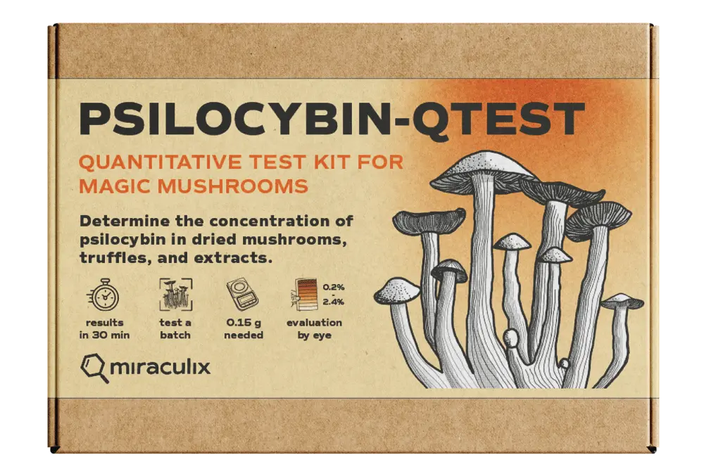 Caja del QTest de Psilocibina de Miraculix